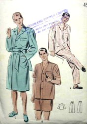 4966  BUTTERICK 50S MEN'S PAJAMAS LENGTHS, SLEEP COAT ROBE PATTERN MEDIUM